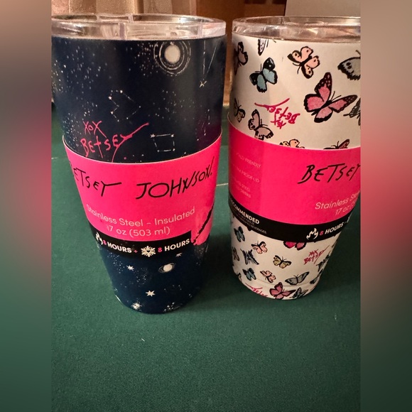 Betsey Johnson Insulated Tumblers - Blue and White - Picture 1 of 5